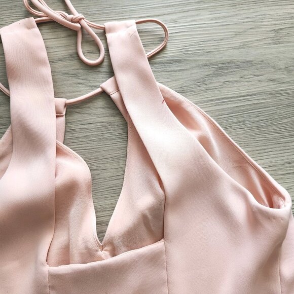 Zara Basic Mini Strappy Dress Women’s Medium Blush Pink Halter Sleeveless Lined - Picture 9 of 11